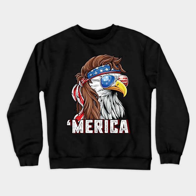 Merica USA American Flag Patriotic 4th of July Bald Eagle Crewneck Sweatshirt by Pennelli Studio